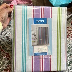 NWT multi colored striped fabric shower curtain